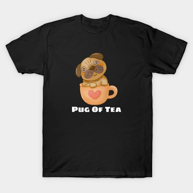 Pug Of Tea - Pug Pun T-Shirt by Allthingspunny